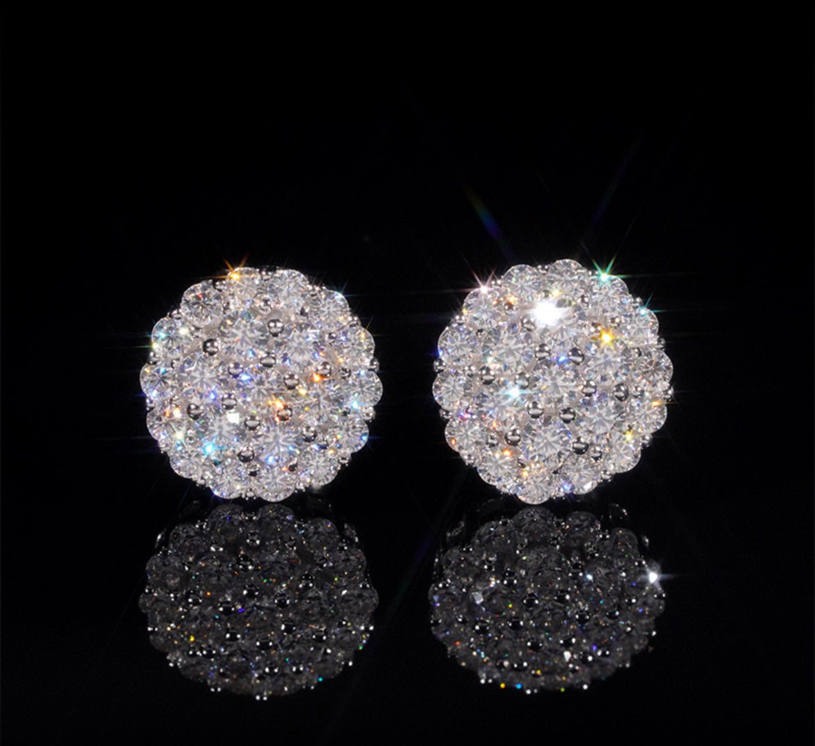 925S & VVS Moissanite Round Cut Full Paved Earrings