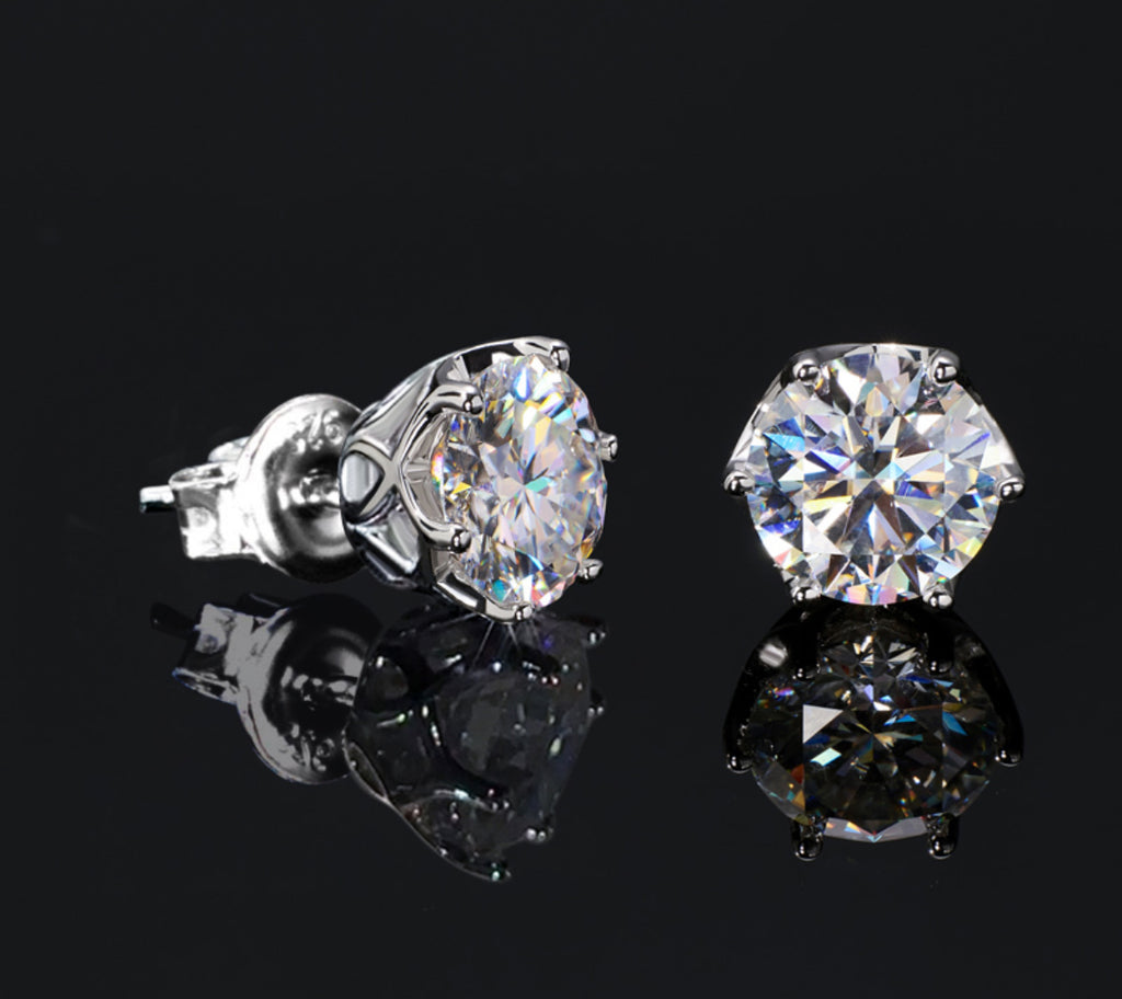 VVS Moissanite 2CT 8MM Stud Earrings