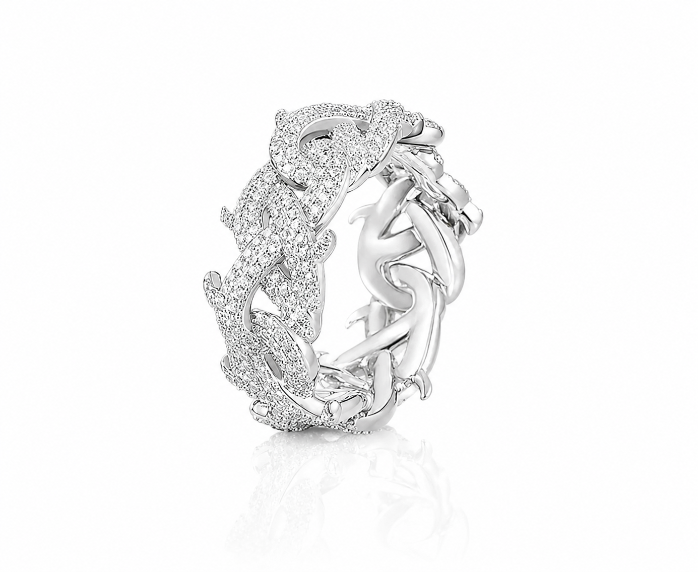 Crown of Thorns Ring in White Gold