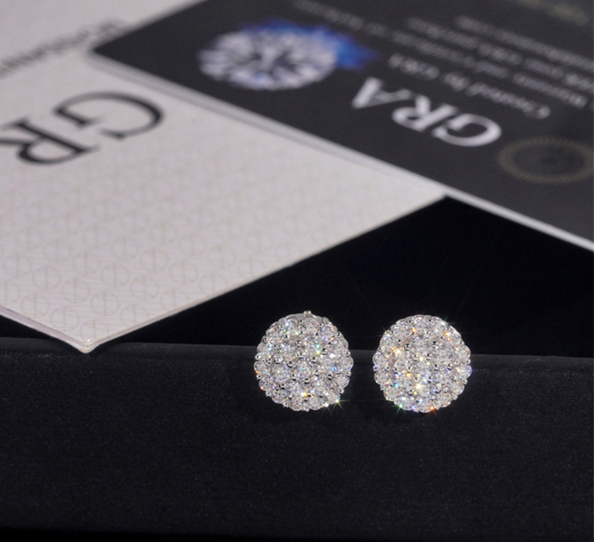 925S & VVS Moissanite Round Cut Full Paved Earrings
