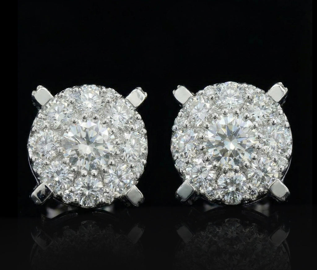S925 Silver Micro Paved VVS Moissanite Stud Earrings