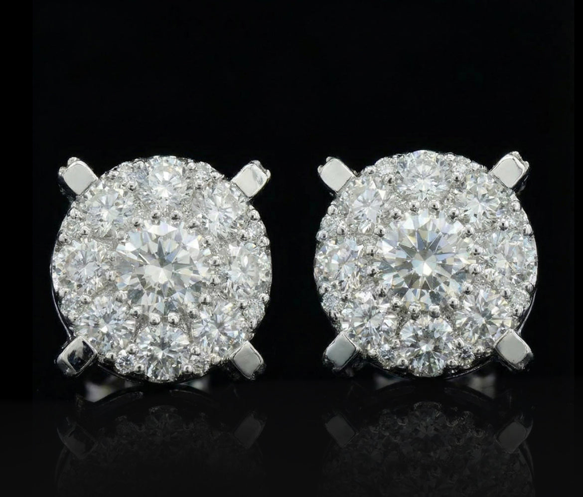 S925 Silver Micro Paved VVS Moissanite Stud Earrings