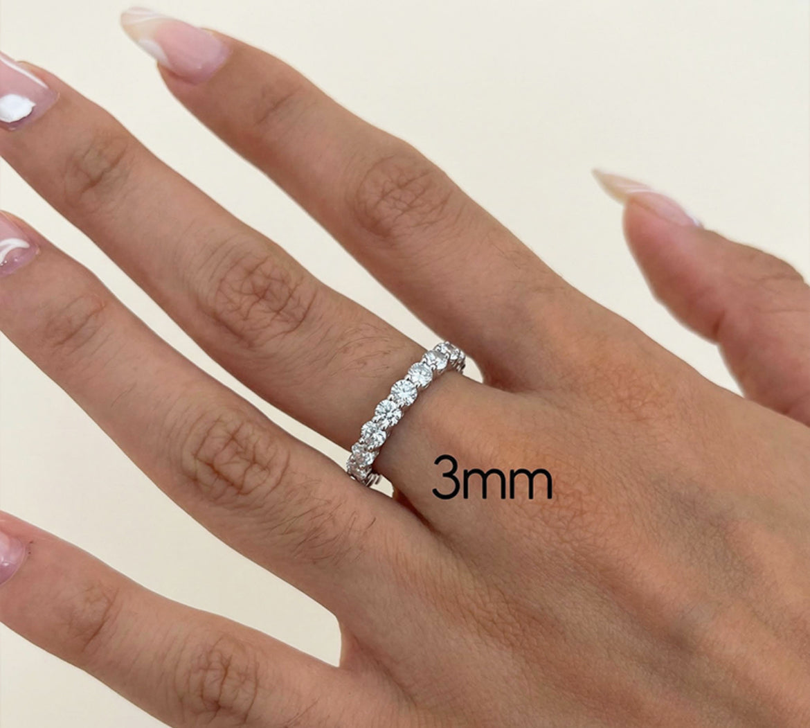 925S & VVS Moissanite 3mm Eternity Band Ring