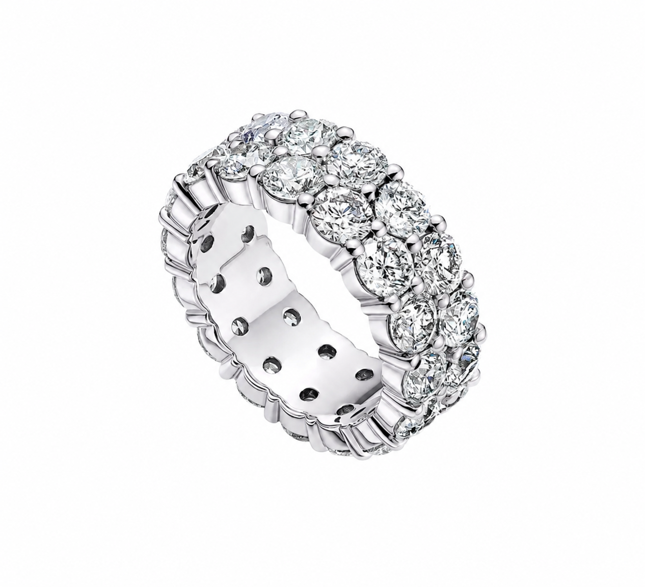 Eternity Natural Diamond Men’s Ring, Double Row
