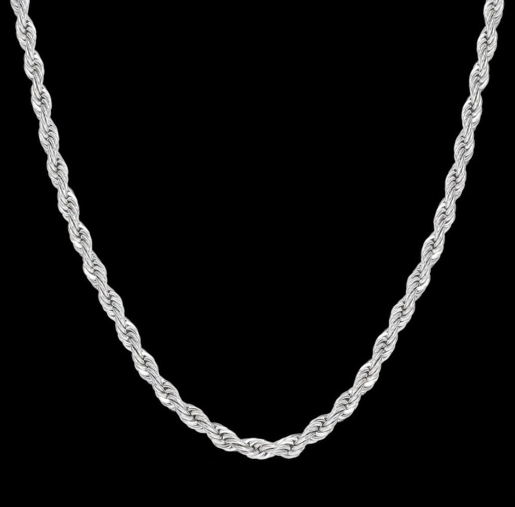Men’s 3MM Solid 925 Sterling Silver Rope Chain