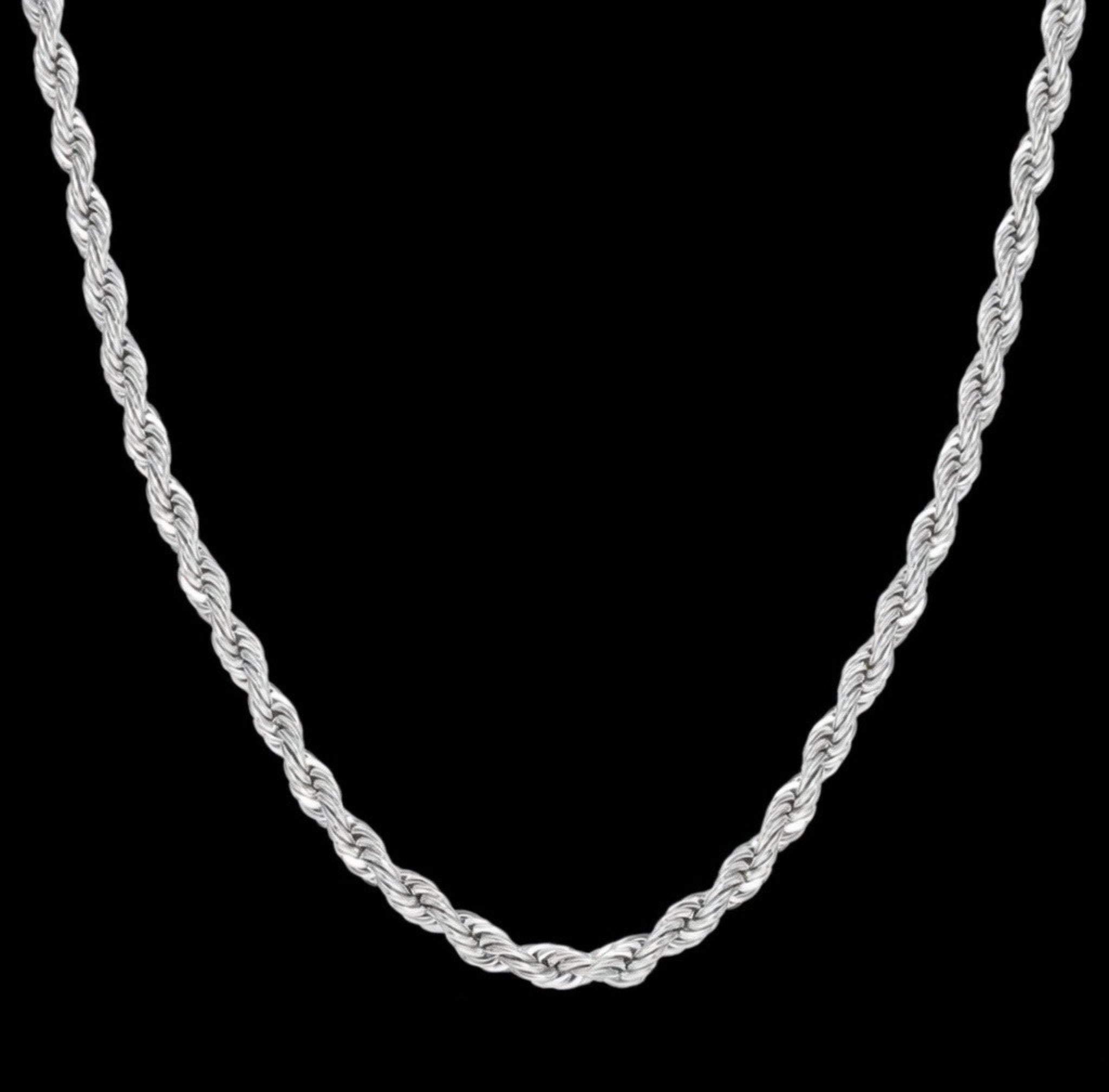 Men’s 3MM Solid 925 Sterling Silver Rope Chain