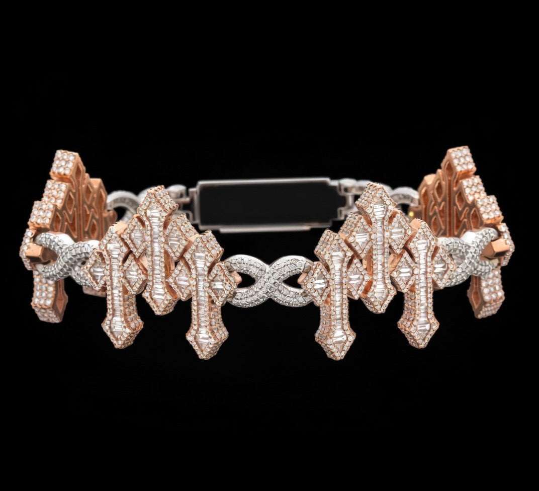 Lab Diamond Triple Cross Bracelet