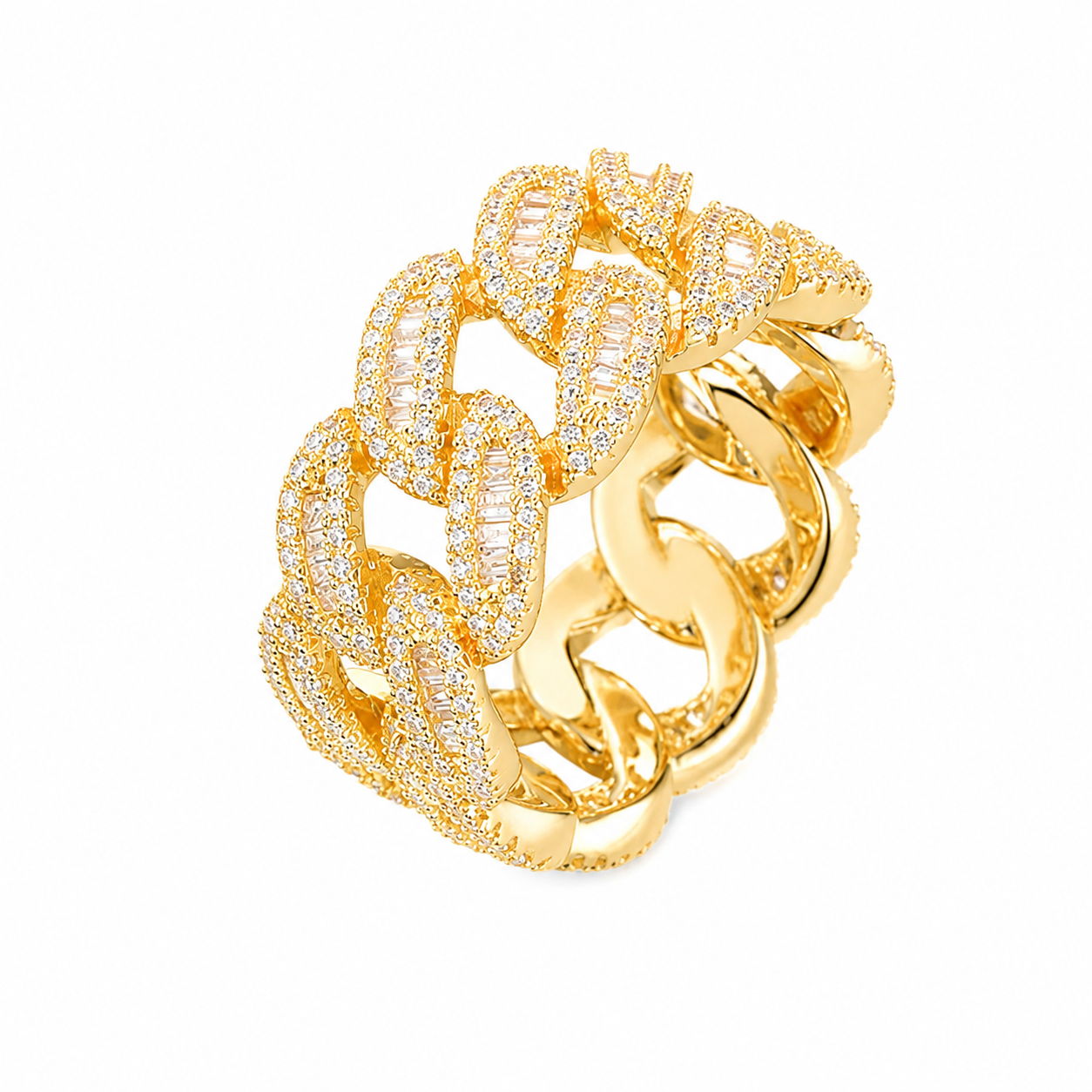 12mm Round & Baguette Cut Cuban Ring