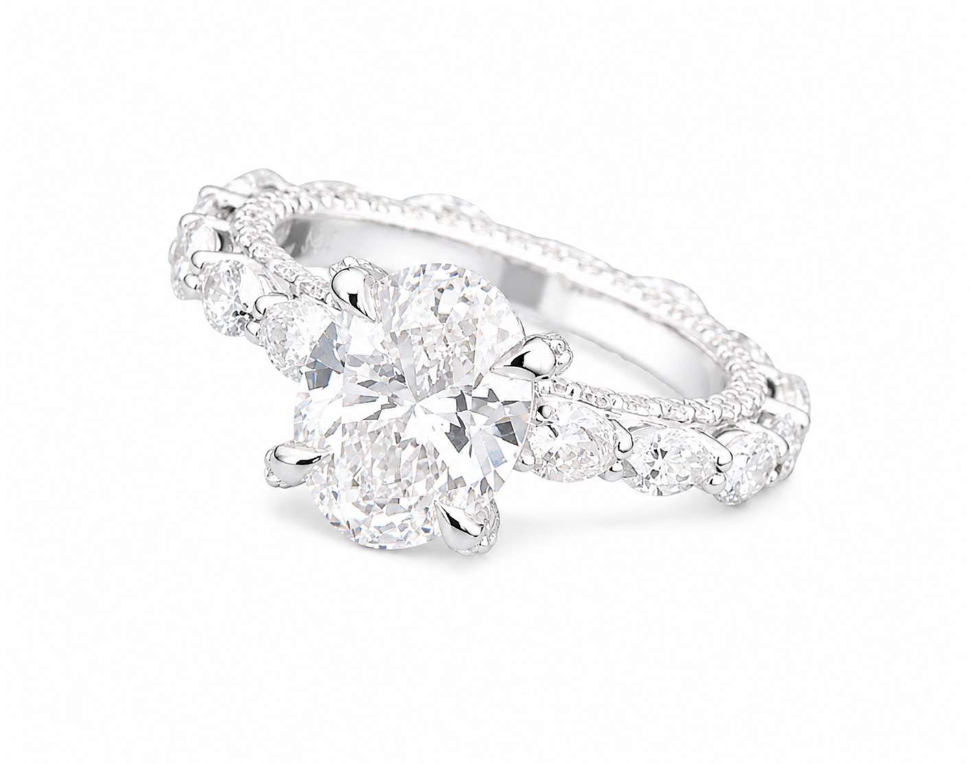 Oval Cut Lab Diamond Womens Engagement Ring