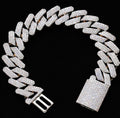 20mm Handset Cuban Bracelet in White Gold with Box Clasp