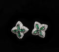 Green Flour Leaf Clover Earrings