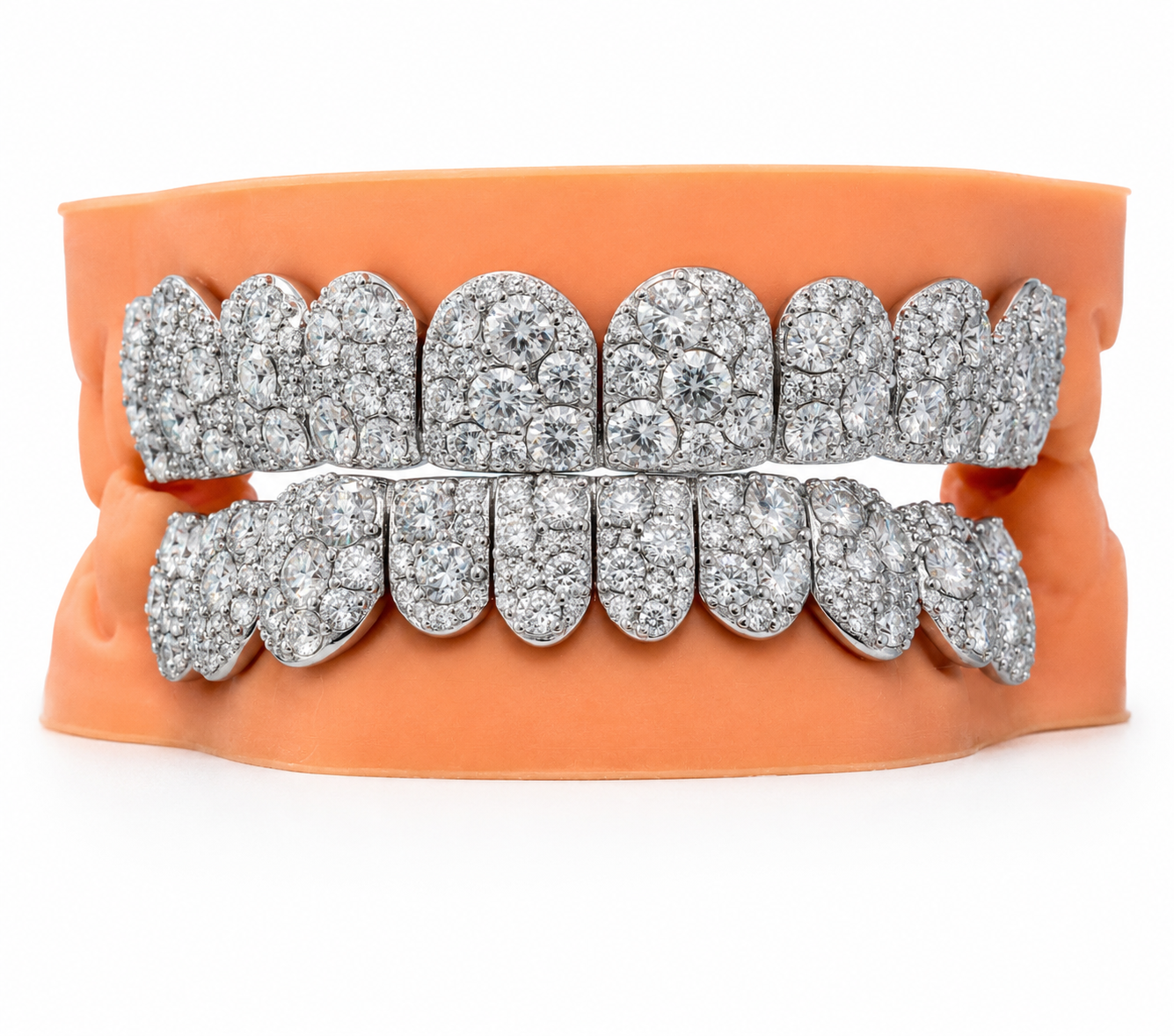 Mosaic VVS Moissanite Flower Set Diamond Grillz 9 Top , 9 Bottom