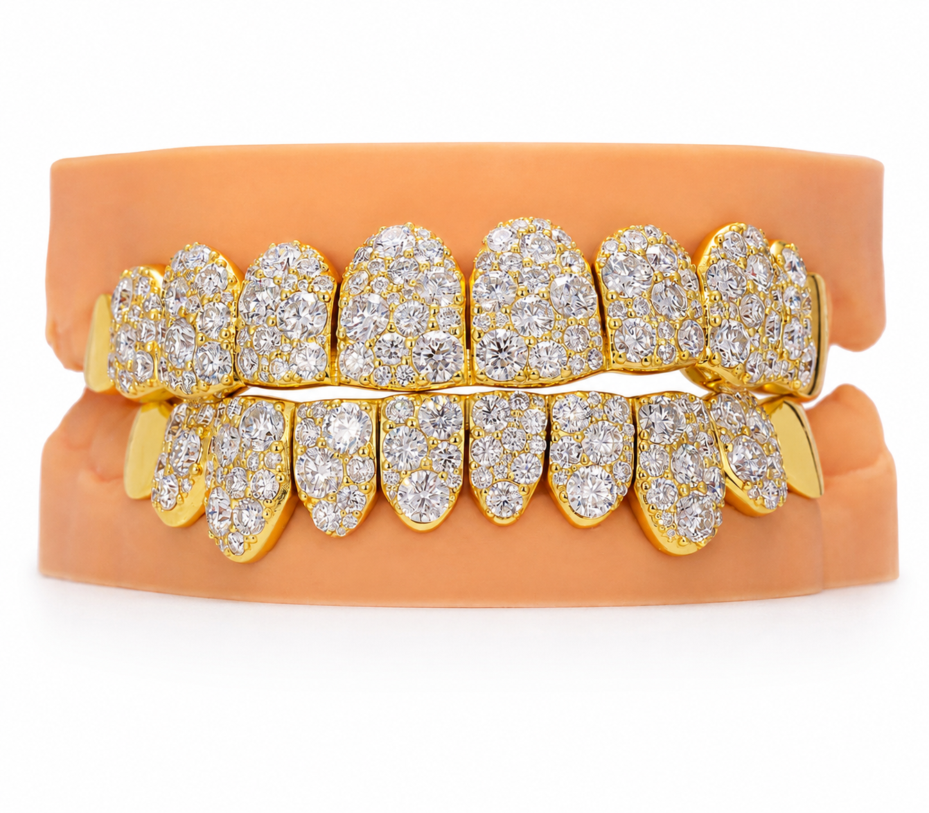 Mosaic VVS Moissanite Flower Set Diamond Grillz 9 Top , 9 Bottom