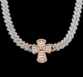 Lab Diamond & 10K White & Rose Gold Baguette Cuban Single Cross Chain