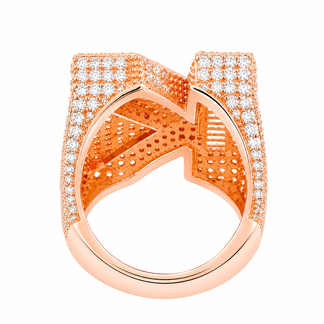 Baguette Cut Alphabet Letters Ring in Rose Gold