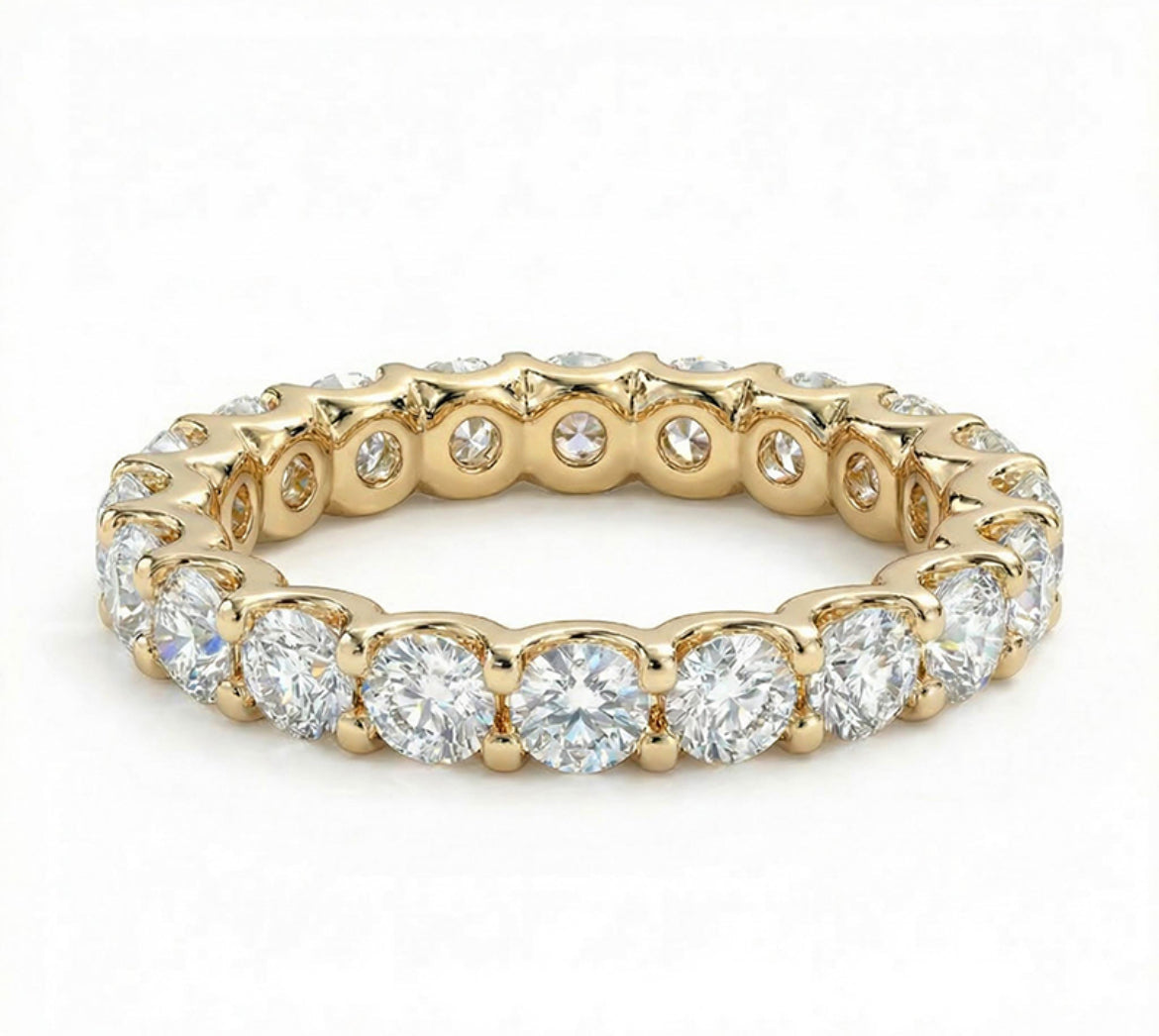 925S & VVS Moissanite 3mm Eternity Band Ring