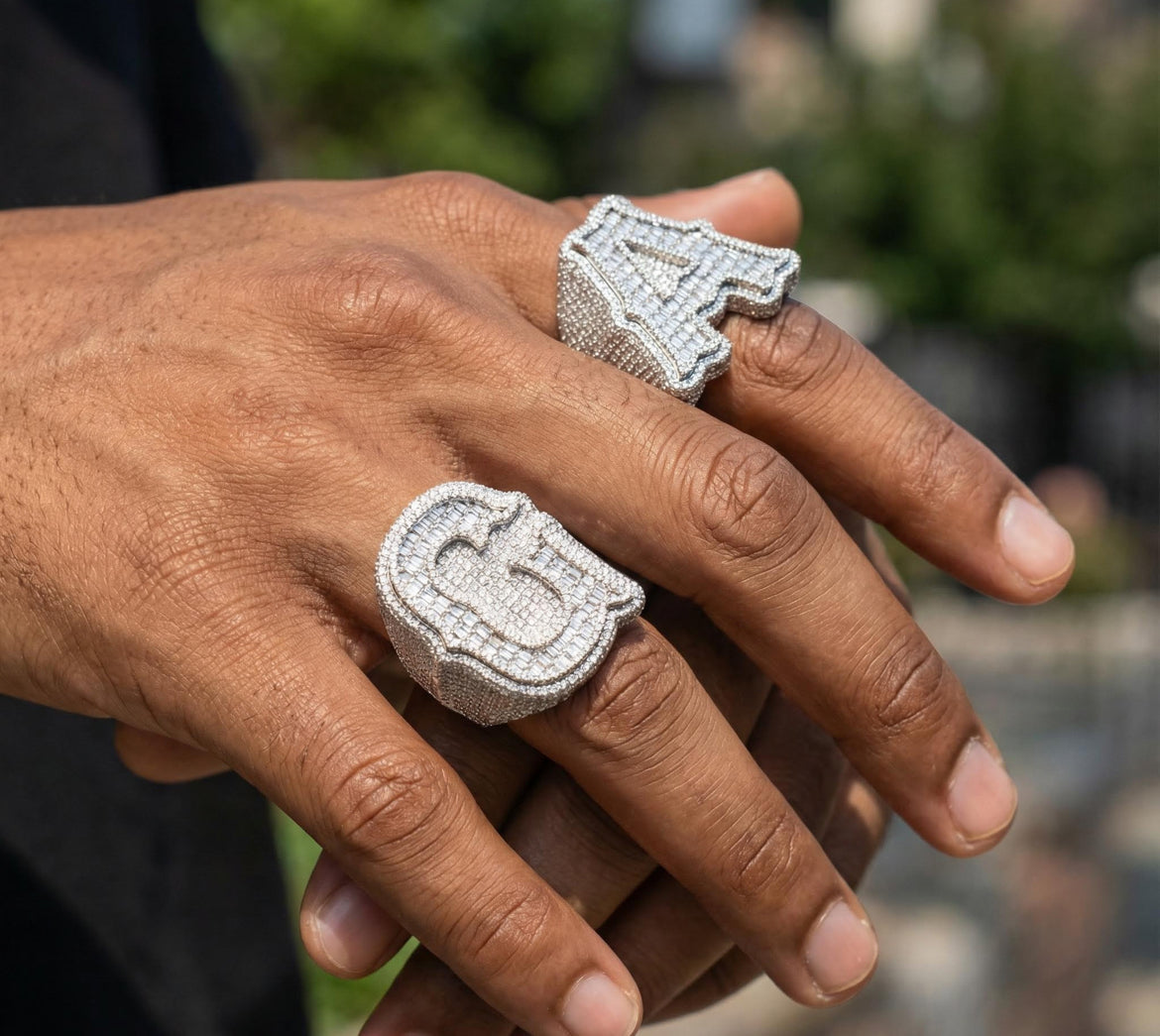 Custom Baguette Cut Initial Ring