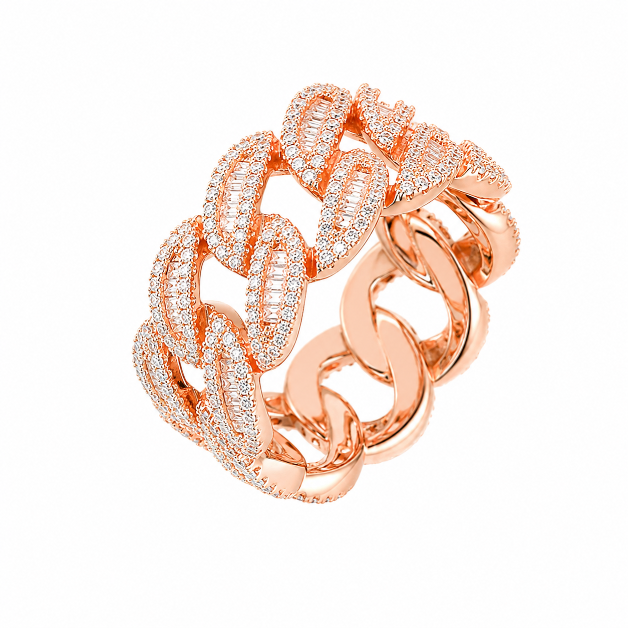 12mm Round & Baguette Cut Cuban Ring