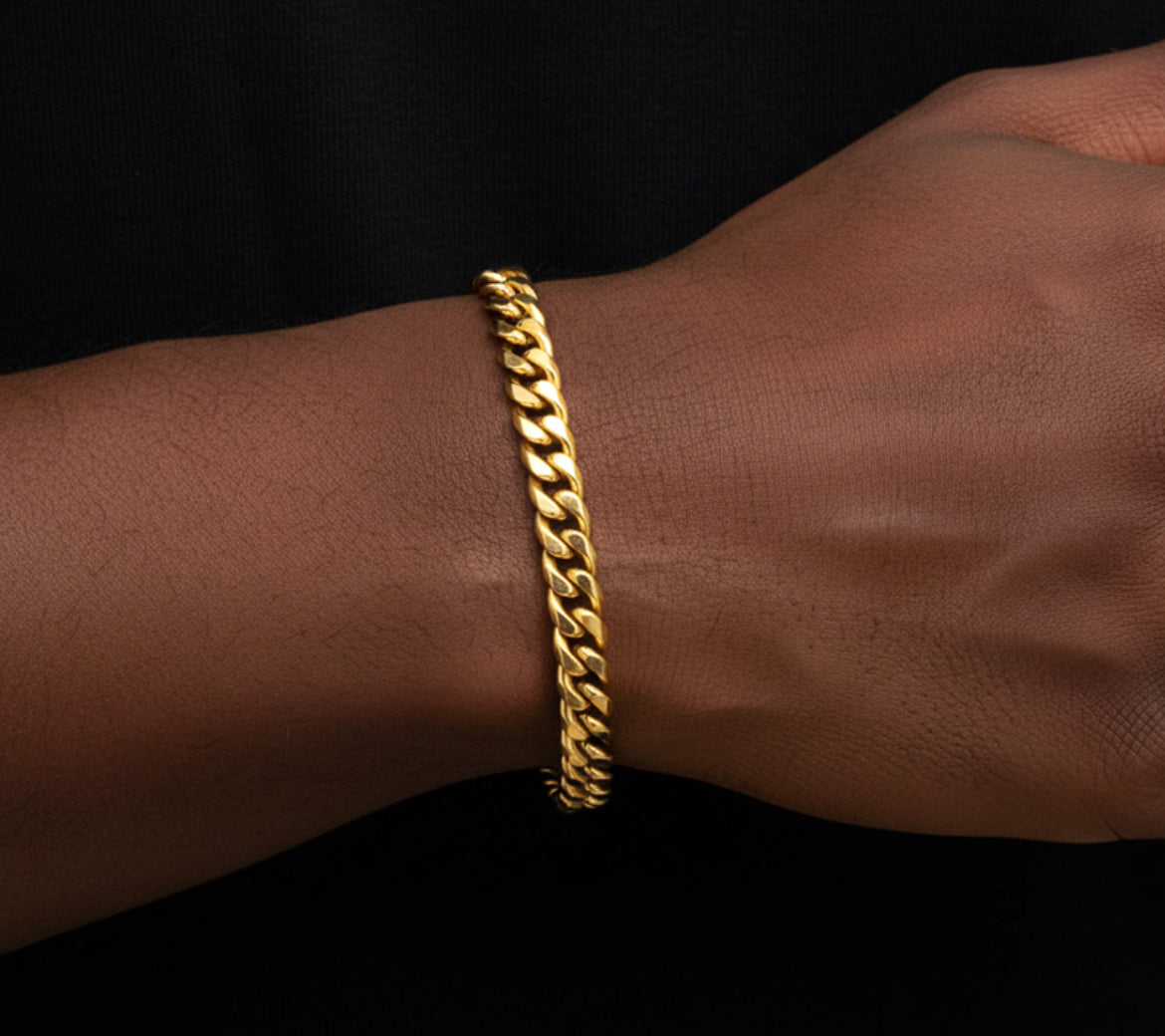 6mm Cuban Bracelet in 18K Gold Plated