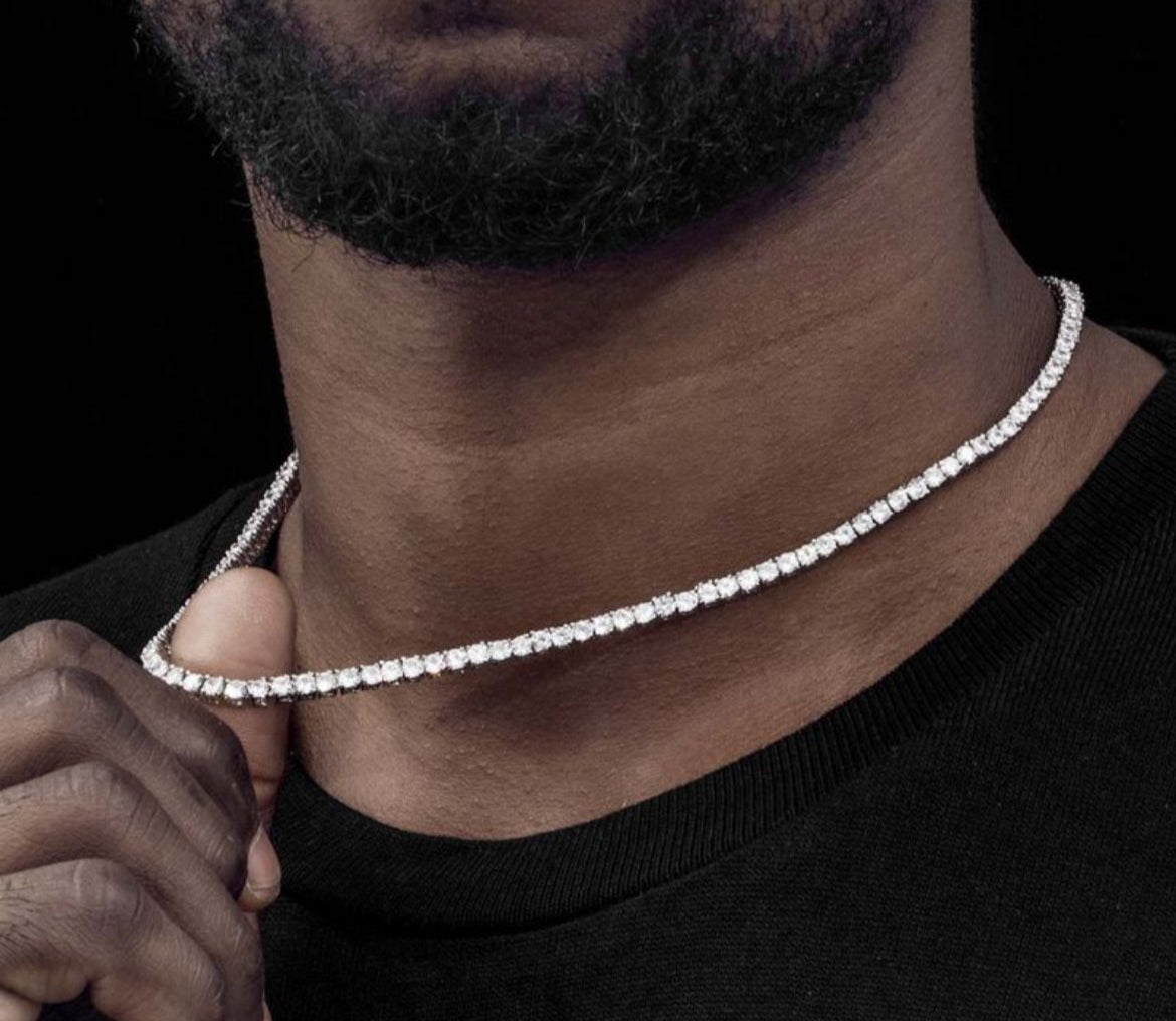 3mm Tennis Necklace in White Gold