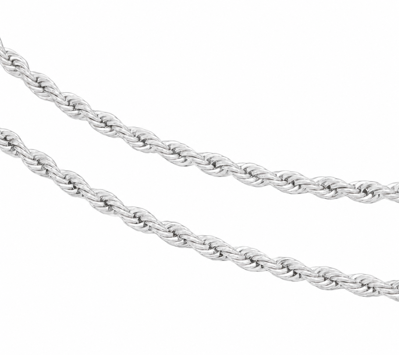 Men’s 3MM Solid 925 Sterling Silver Rope Chain