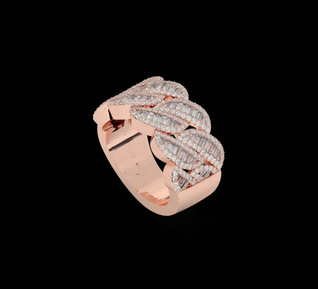 Lab Diamond Braided Baguette Cut Mens Ring