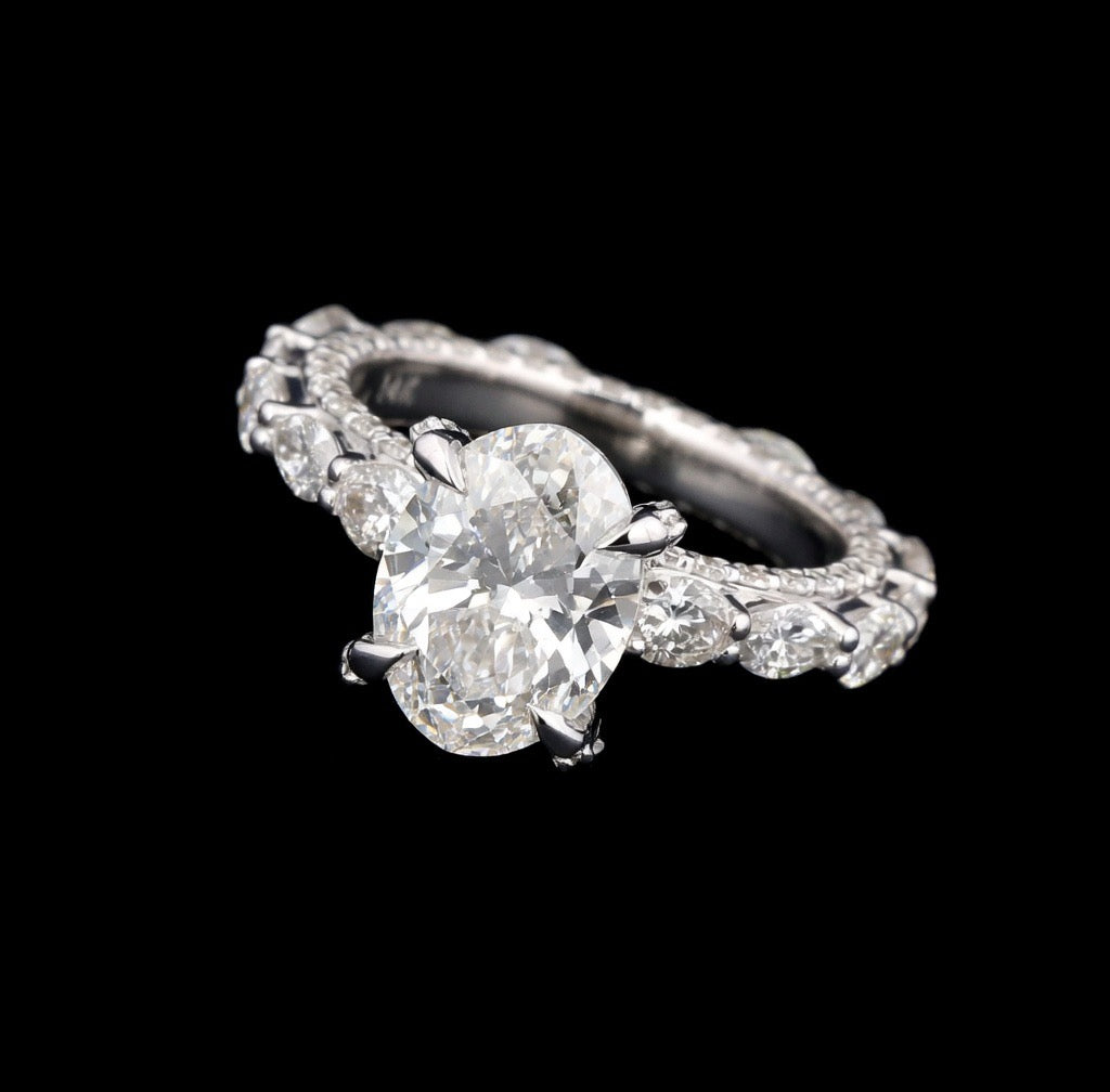 Oval Cut Lab Diamond Womens Engagement Ring