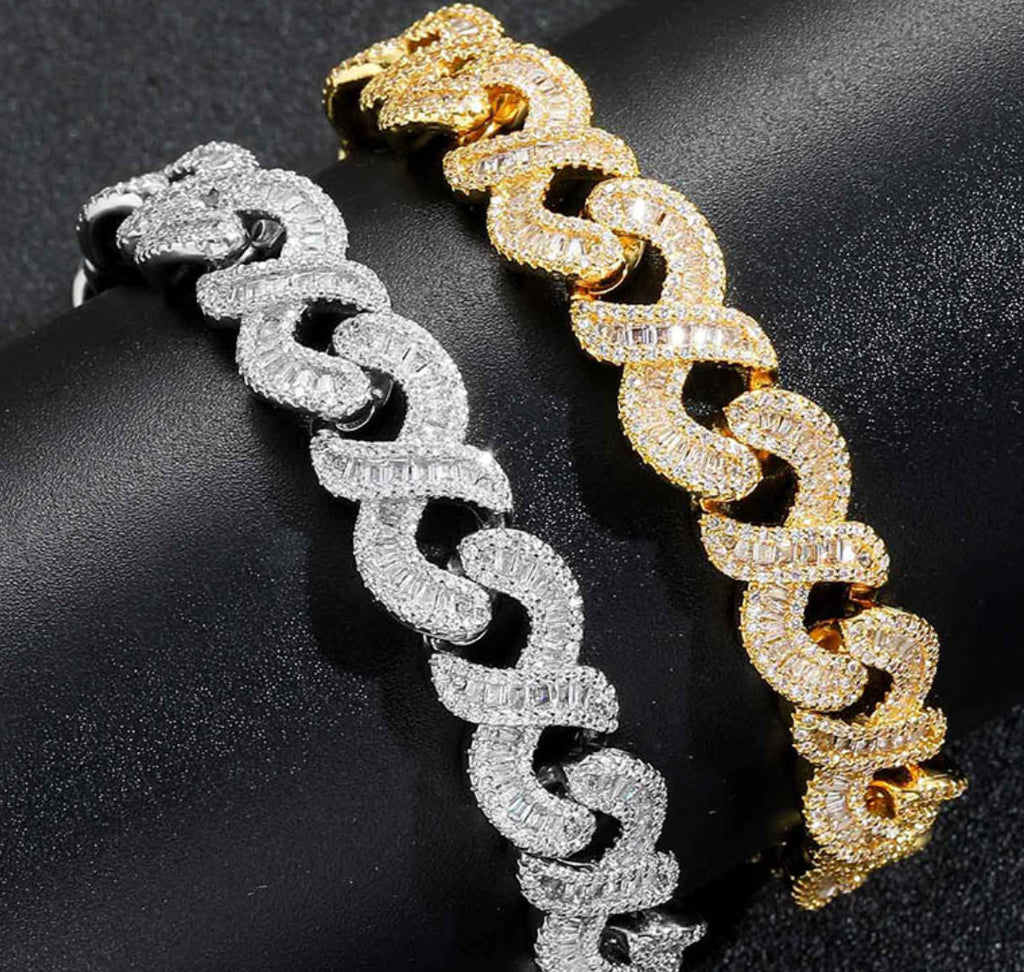 12mm Baguette Cut Infinity Link Bracelet