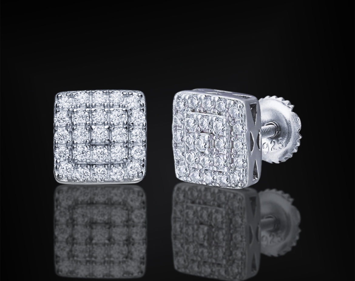 VVS Moissanite 2CT 8MM Square Earrings