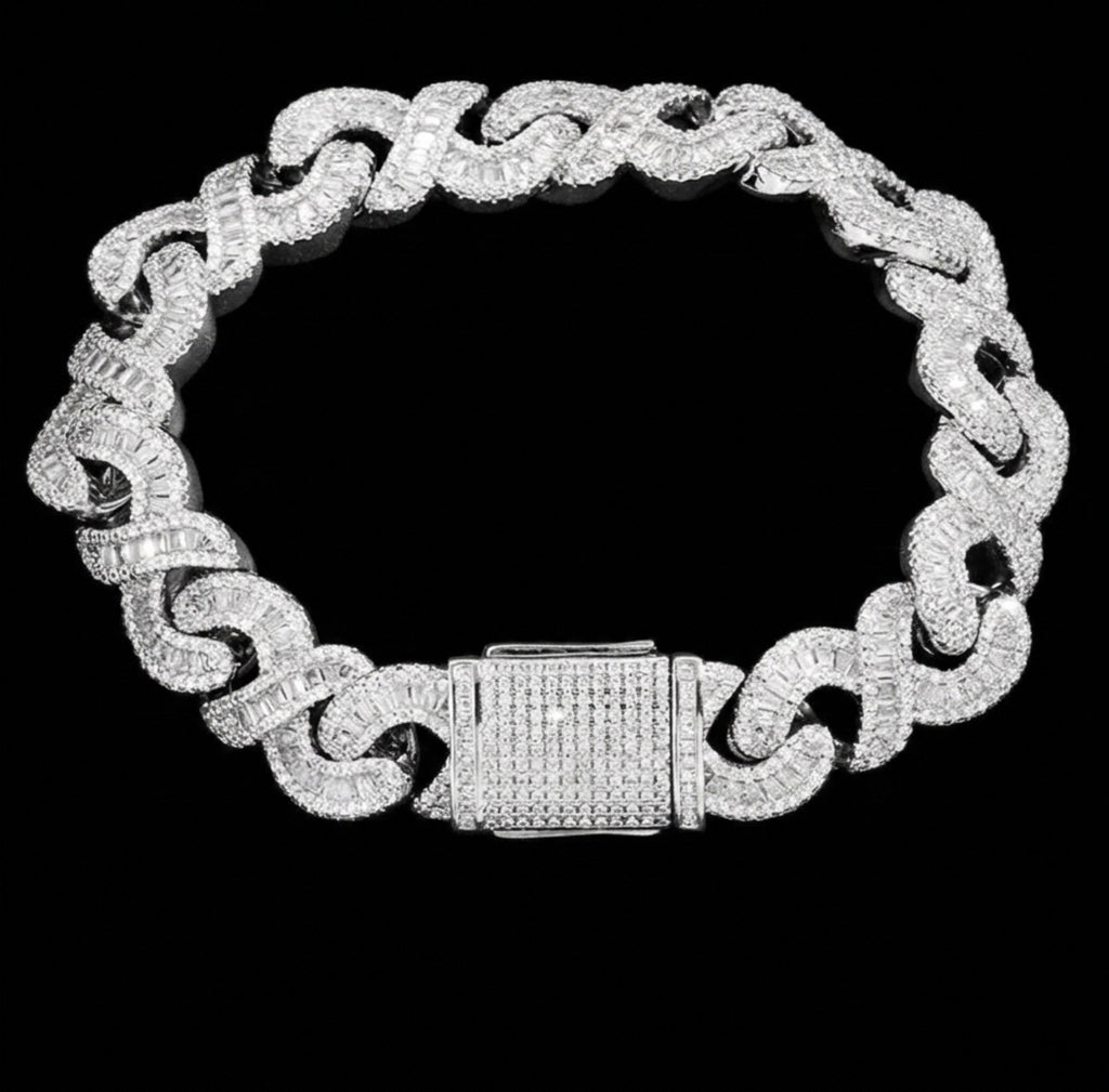 12mm Baguette Cut Infinity Link Bracelet