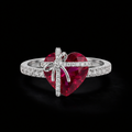 4.34ct TCW Butterfly Knot Ruby Heart Womens Ring